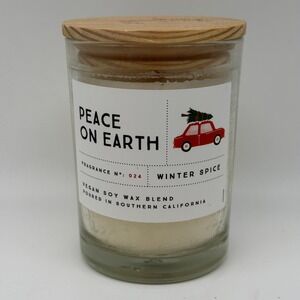 Leoben Co Scented Candle Unisex 9oz White Winter Spice Peace On Earth Soy Wax
